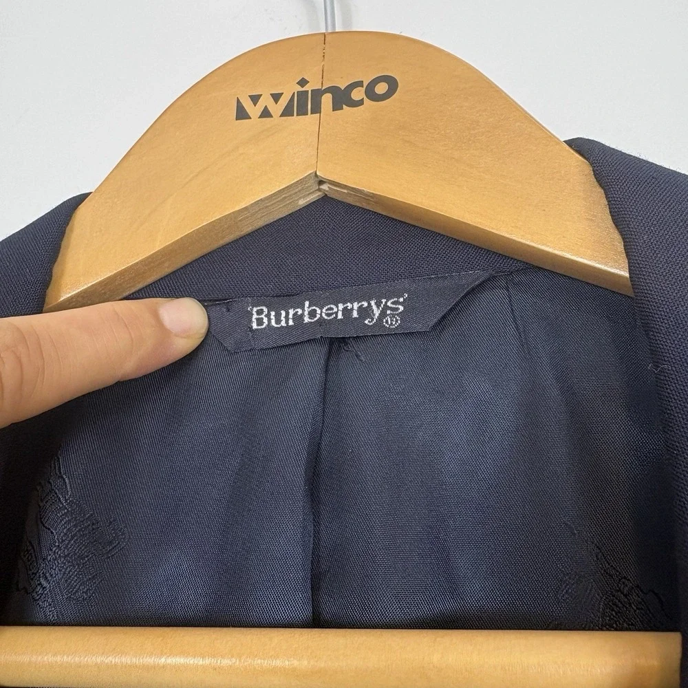 Burberrys Vtg Blazer Mens Sz 46L Navy 100% Wool‎ Super 110s USA Made Burberry